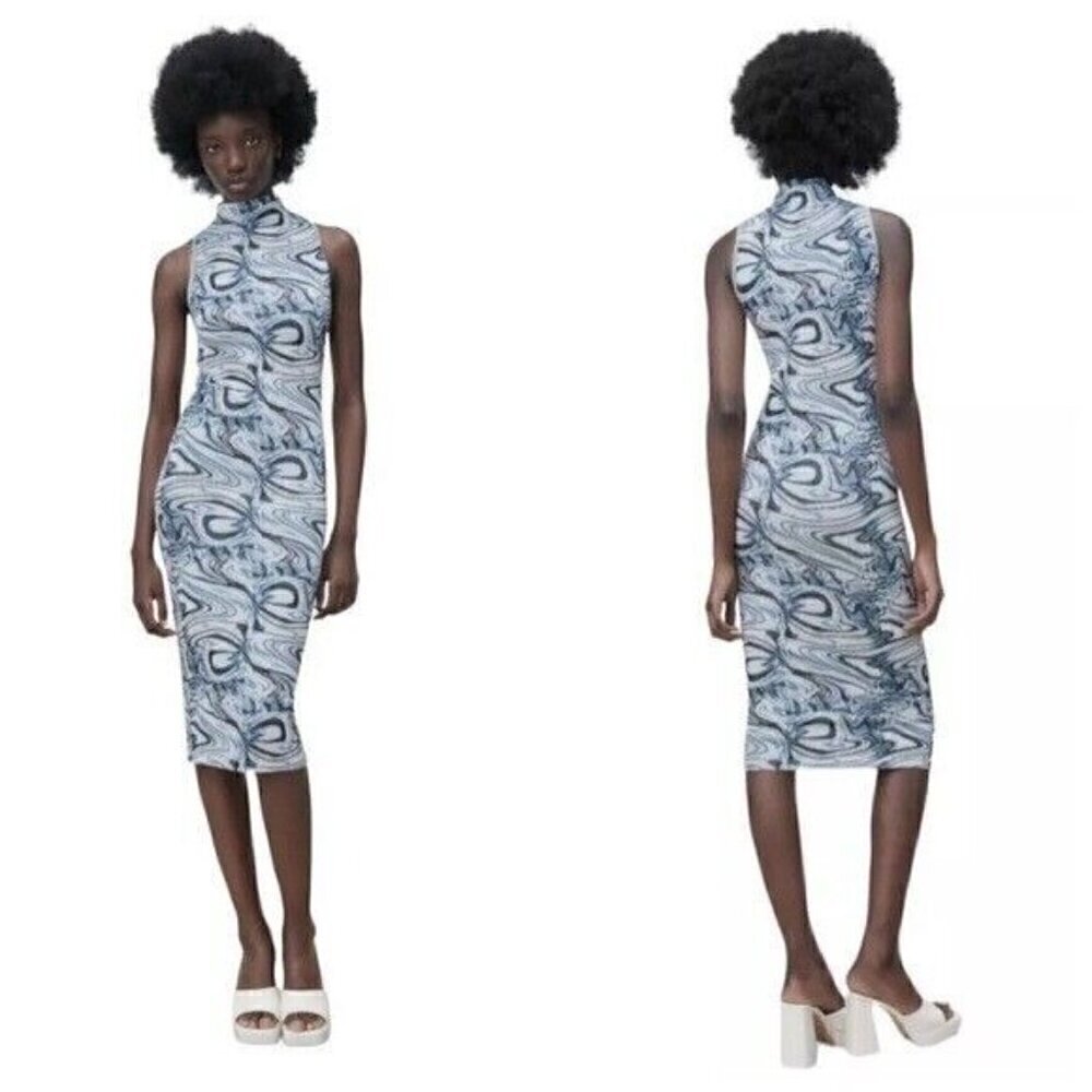 Zara Cut-Out Jacquard Dress Size Small Bloggers Favorite